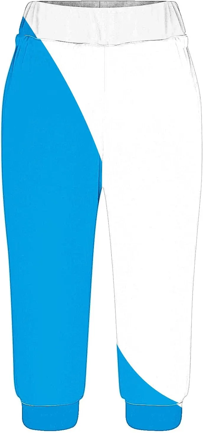 2025 Stylish Colorblock Capris Pant for Women High Elastic Trendy Cuff Sweatpant Summer Side Pocket Stretch Trouser