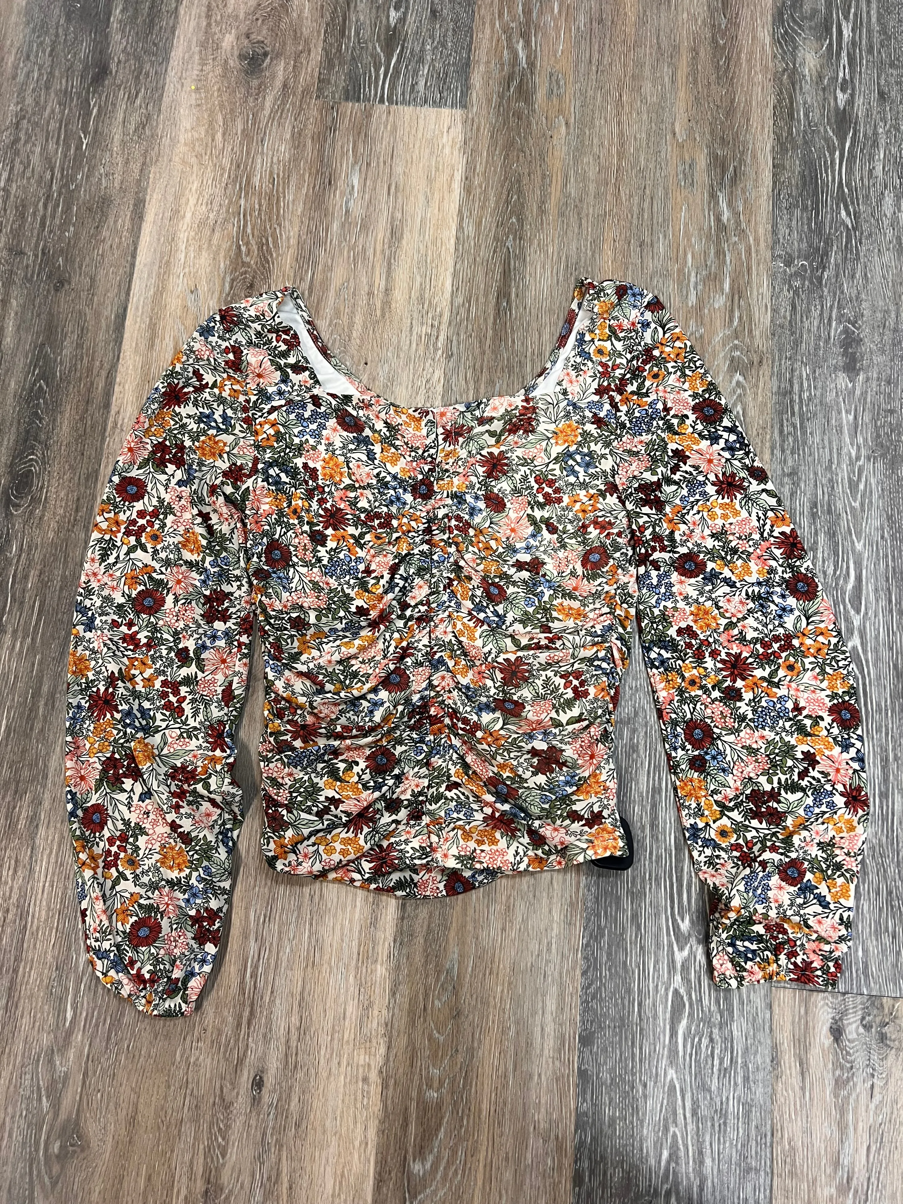 Blouse Long Sleeve By Bke In Floral, Size: L