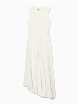 Floaty asymmetric midi dress in off-white