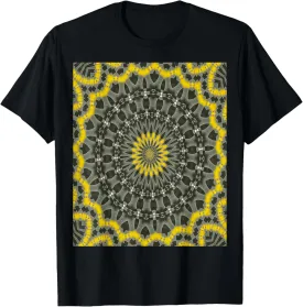 Geometric Symmetrical Pattern Yellow and Grey T-Shirt