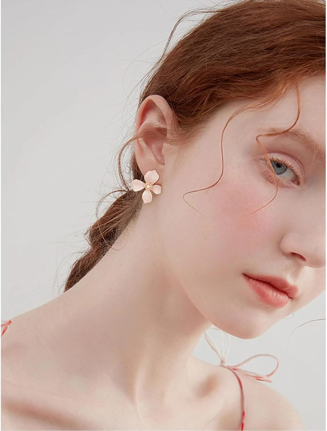 Irregular Statement Earrings for Women Unique Stainless Steel Petal White Enamel Large Stud Trendy Jewelry
