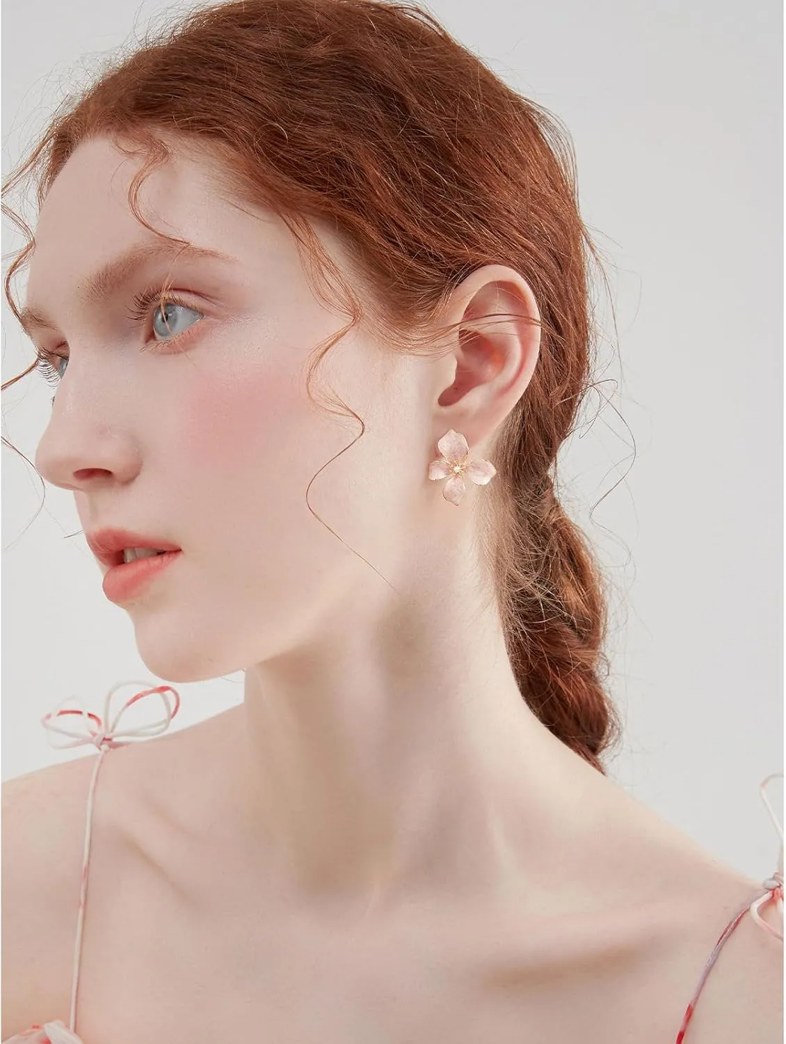 Irregular Statement Earrings for Women Unique Stainless Steel Petal White Enamel Large Stud Trendy Jewelry