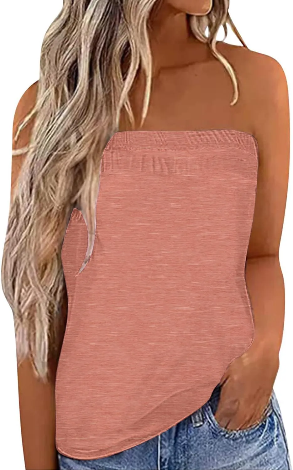 IWOLLENCE Women's Floral Tube Tops Casual Summer Backless Strapless Top Sleeveless Bandeau Tanks Shirt