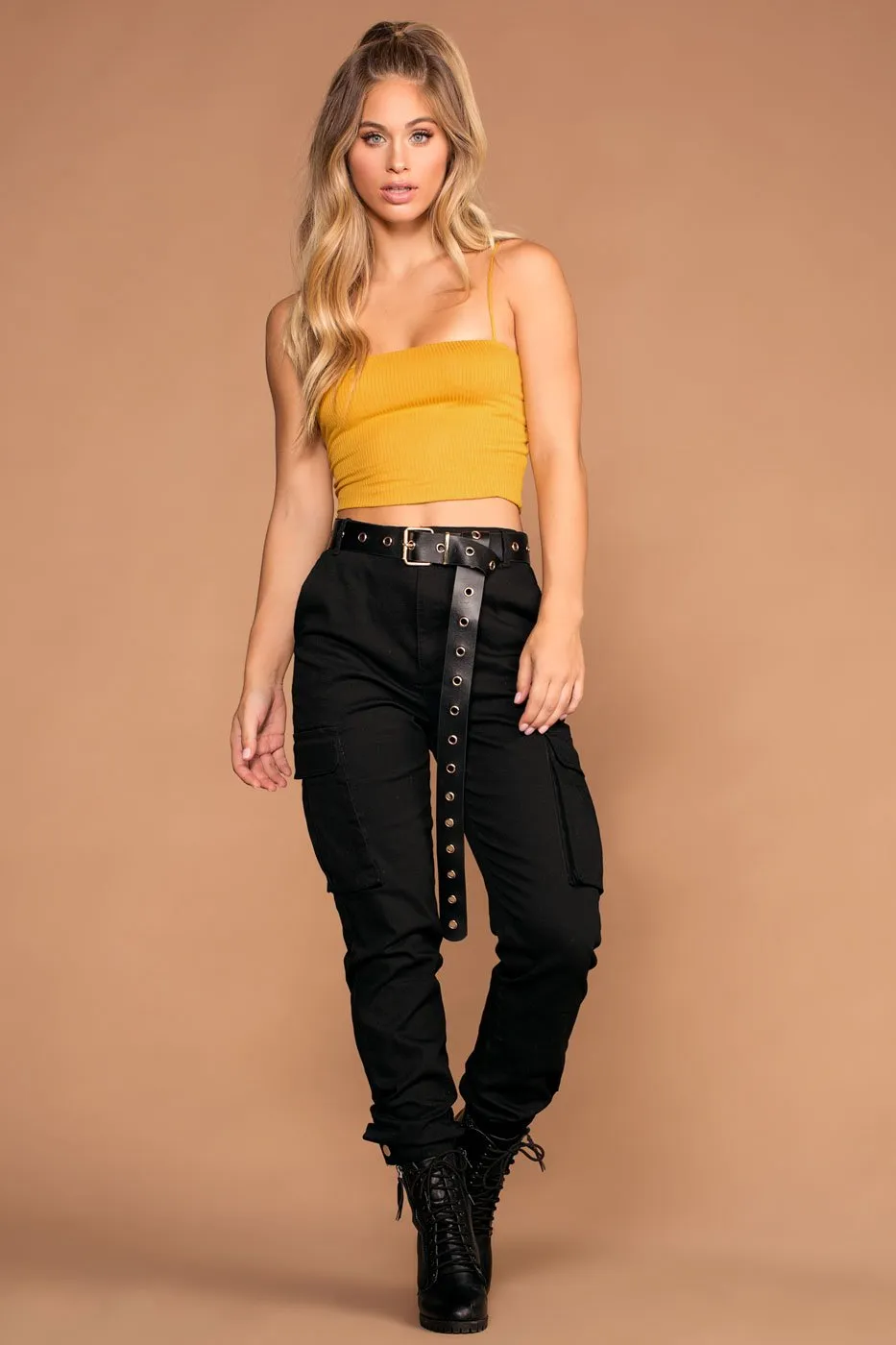 Jen Square Crop Top - Mustard