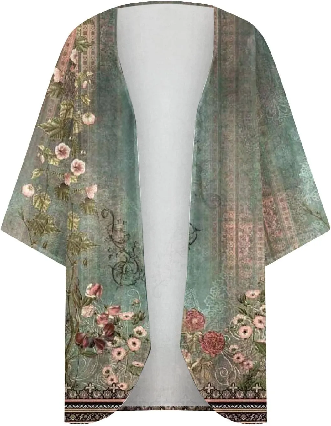 Kimonos for Women Lightweight Casual Dressy Boho Tops Summer Floral Hawaiian Shirts Beach Cover Ups Resort Wear