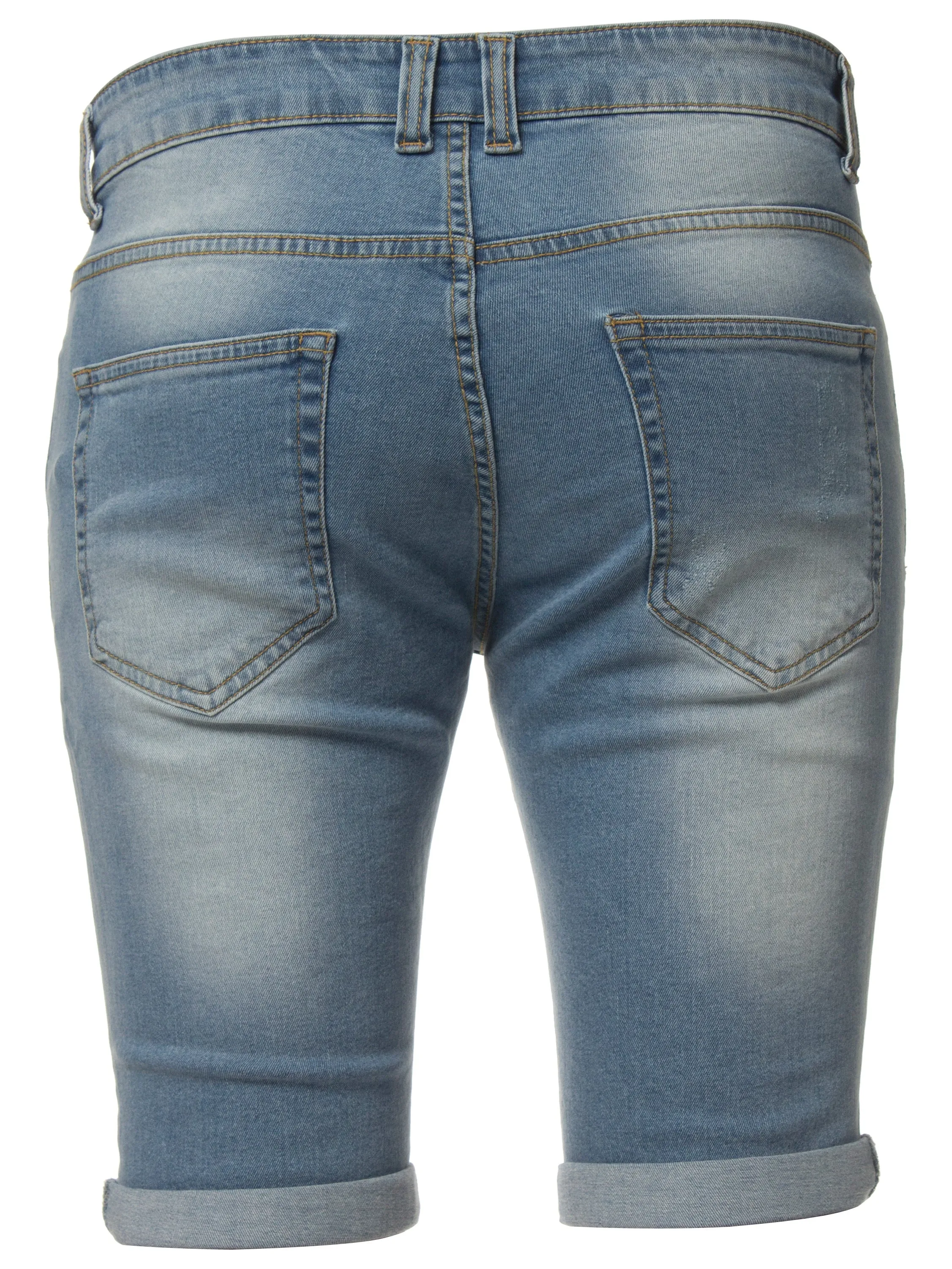 Mens Denim Skinny Fit Distressed Shorts | Enzo Designer Menswear