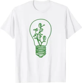 Minimalistic Floral Flower Light Bulb Eco Friendly Organic T-Shirt