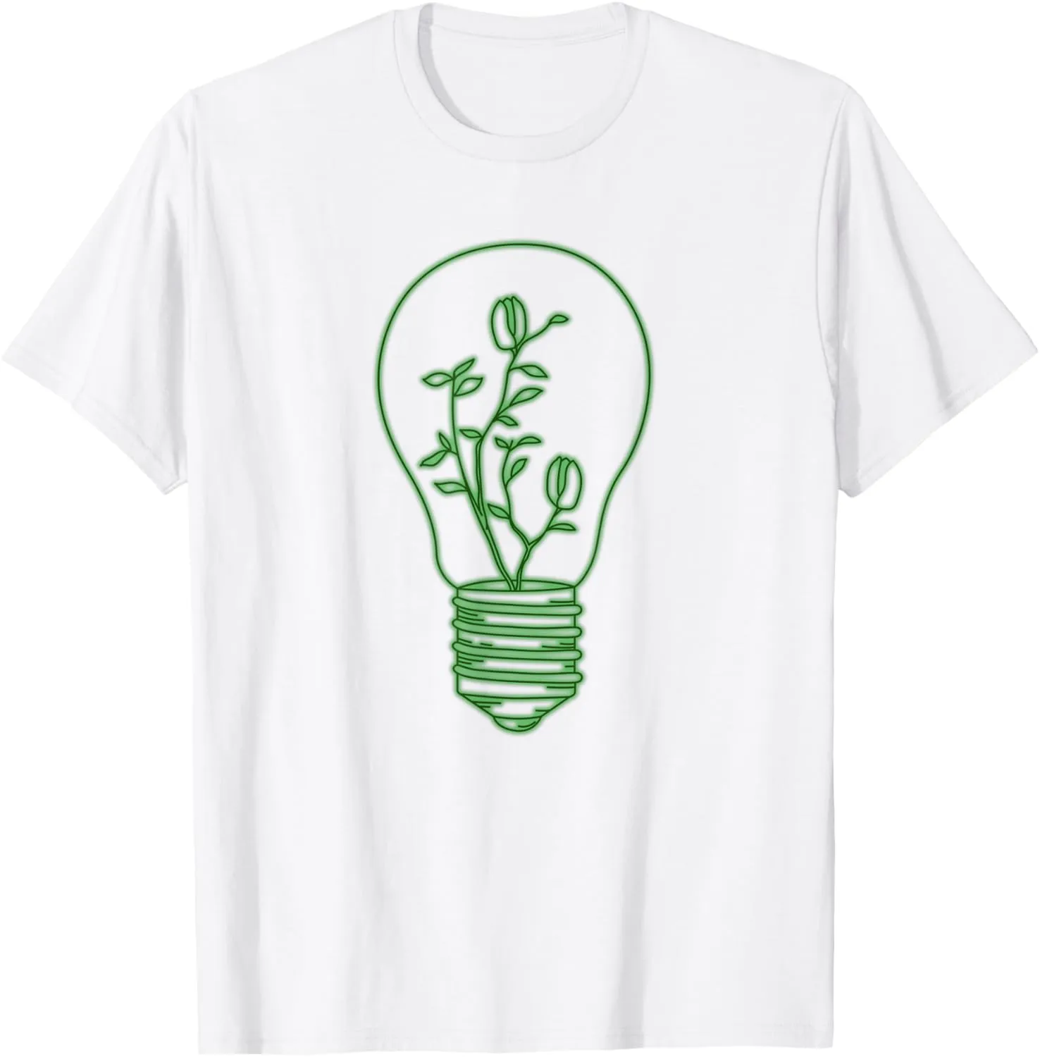 Minimalistic Floral Flower Light Bulb Eco Friendly Organic T-Shirt