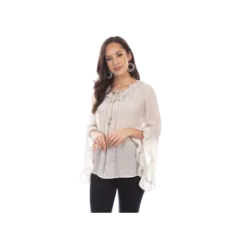 Scully Women's Flowly Sleeve Floral Tan Shirt