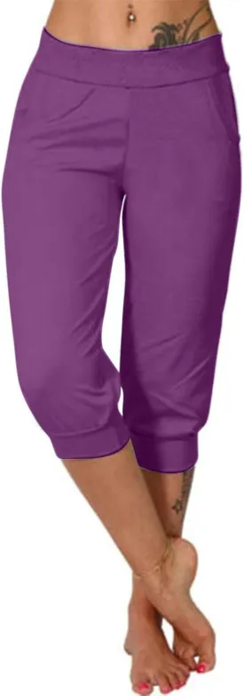 TANGNADE Women's Yoga Capris Pants Loose Soft Workout Joggers Joggers Elastic Waist Sweatpants Sports Casual Pants Pockets