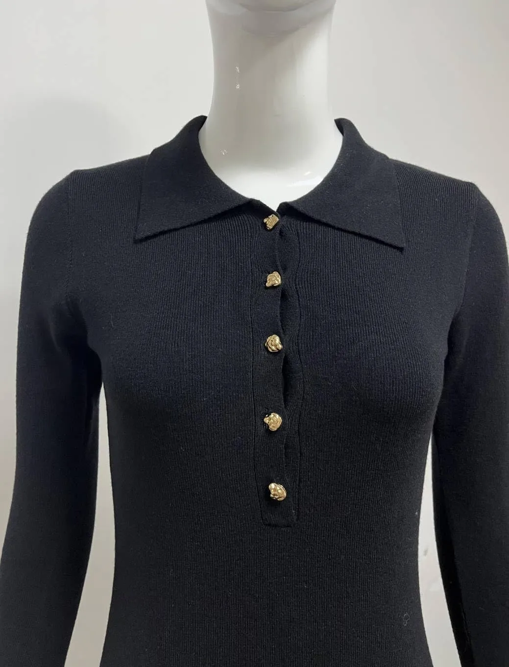 Turtleneck Sweater Maxi Dress for Women Black&White Ribbed Knit Dresses Long Sleeve Button Slim Fit Knitted Dress Long