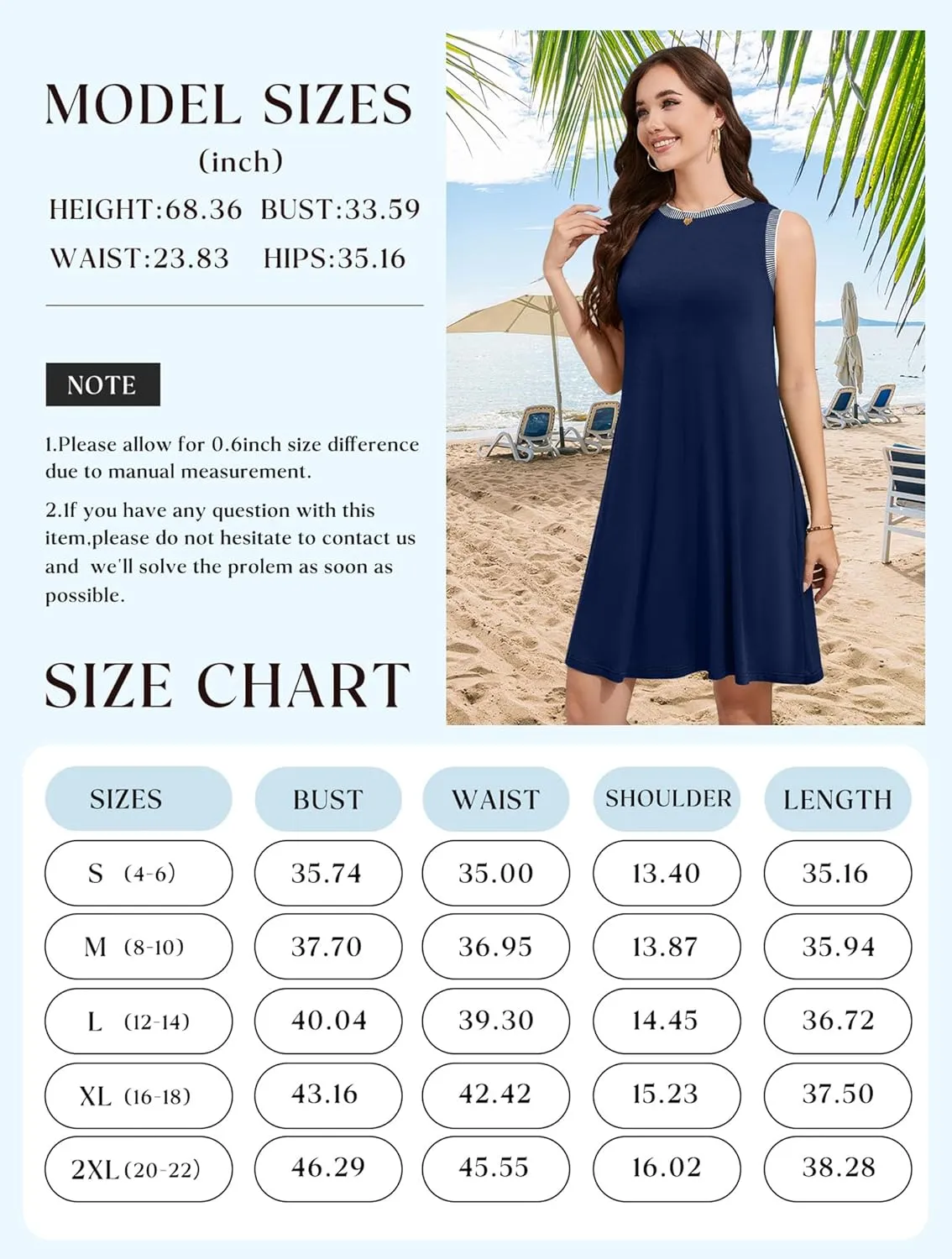 WEACZZY 2025 Summer Dresses for Women Casual Loose Fit Beach Vacation Sundress Sleeveless Crewneck Tank Dress with Pockets
