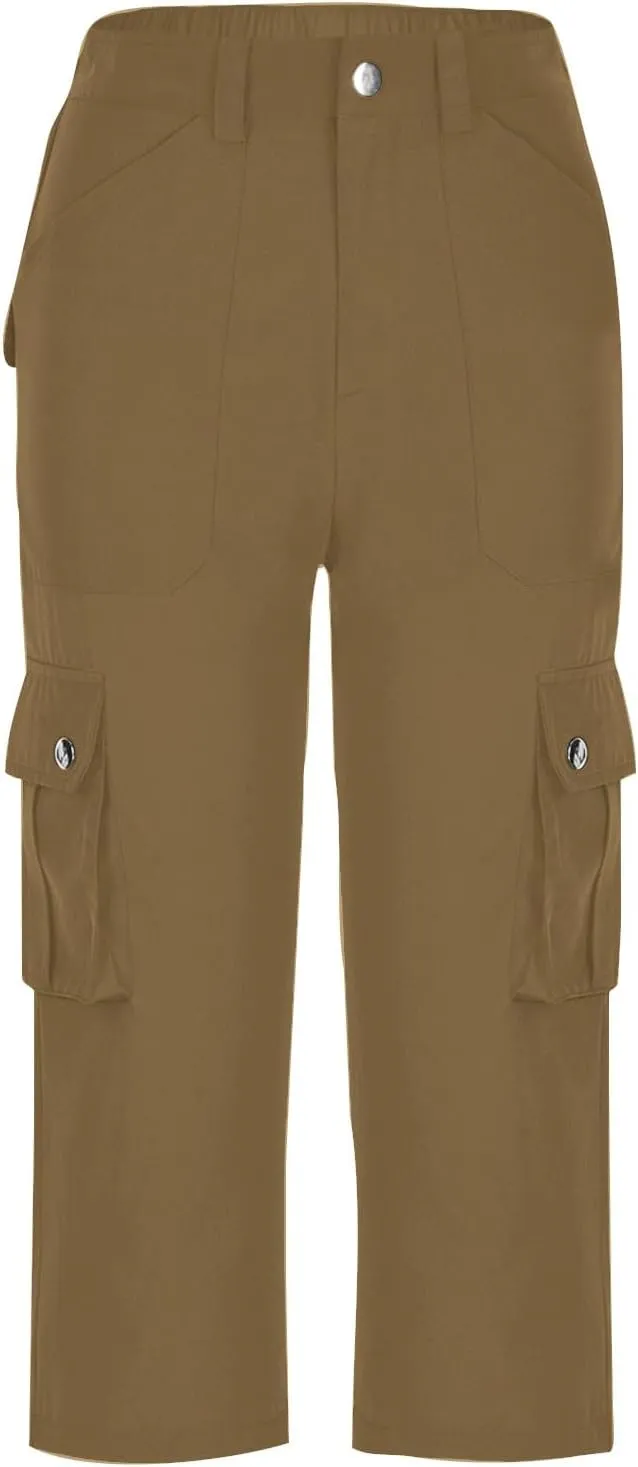 Women's High Elastic Capris Pant Side Pocket Casual Sweatpant Stretch Summer Comfy Trouser Vacation Stylish Pants